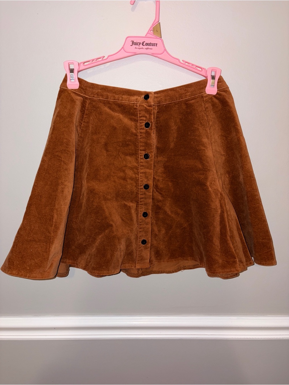 Brandy Melville Brown Corduroy A-Line Button Skirt